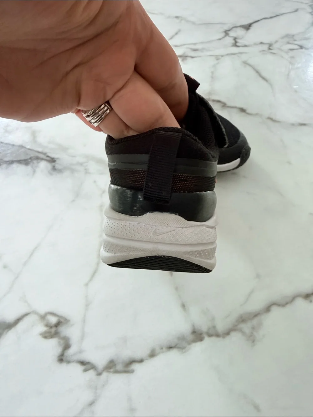 Nike Kids Black and Orange Velcro Athletic Sneakers